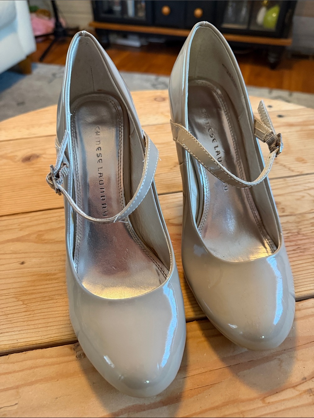 Chinese Laundry Cream Patent Mary Jane Pumps